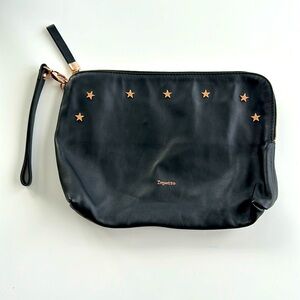 ⭐️REPETTO black leather & rose gold star clutch/wristlet